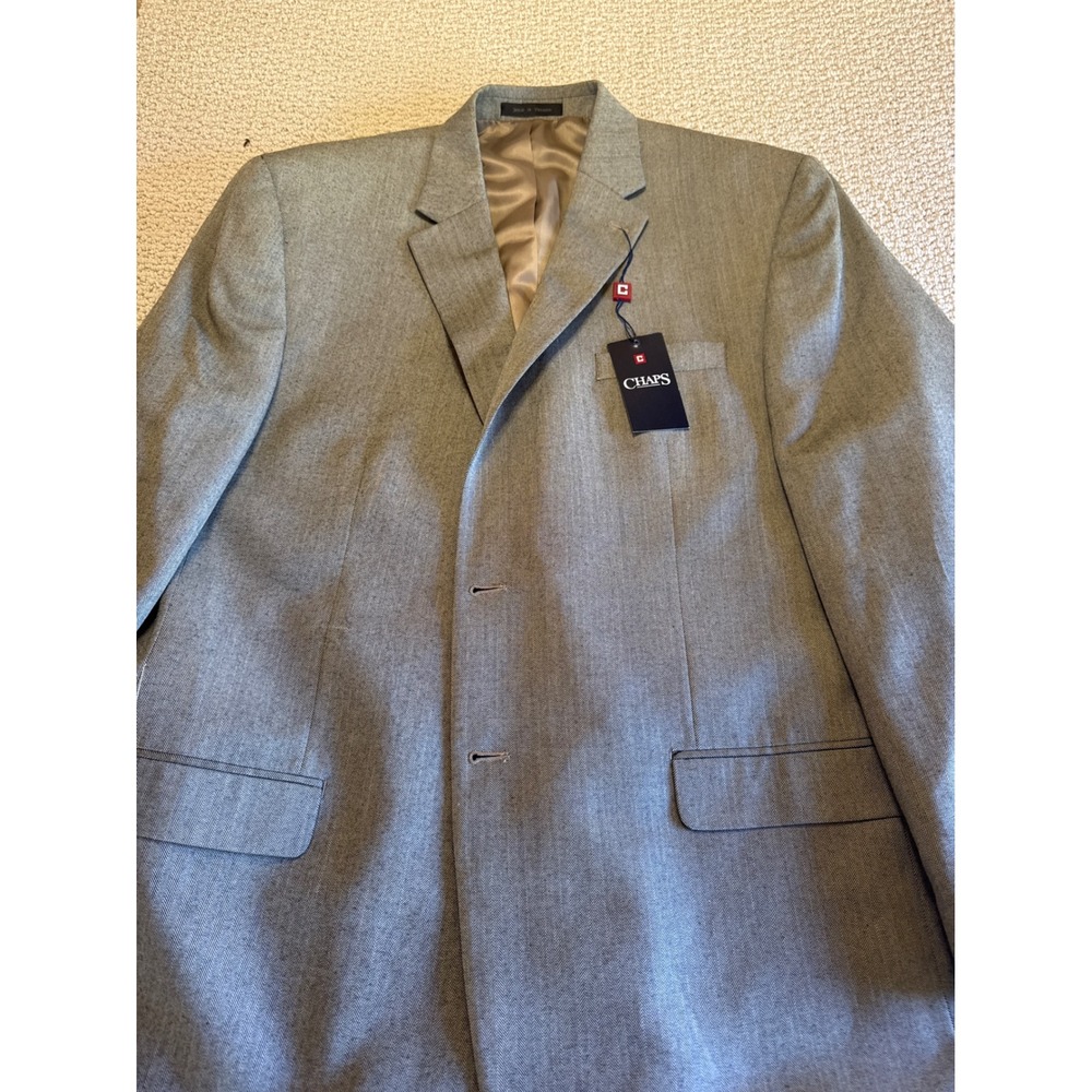 Chaps Mens Black White Herringbone Blazer Sport Coat 48 Long NWT Jacket